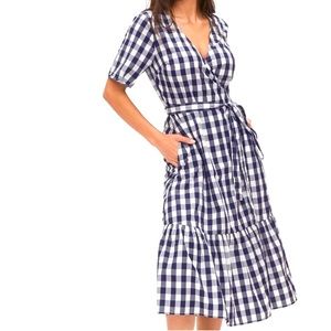 NWT GAP NAVY BLUE AND WHITE GINGHAM CHECKERED DRESS SIZE MEDIUM